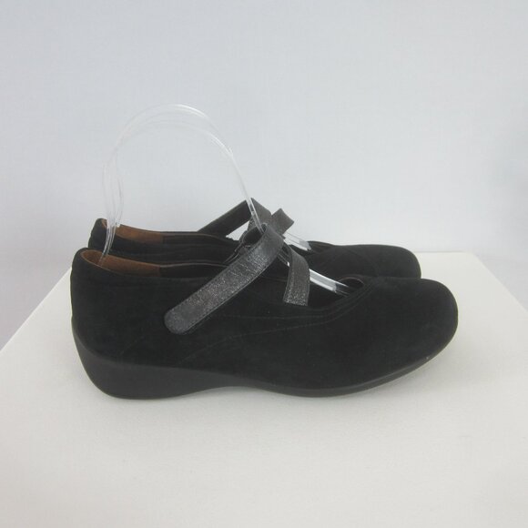 Wolky Womens 7.5 Black Suede Pewter Leather Strappy Mary Jane Shoes 38 - Picture 5 of 11